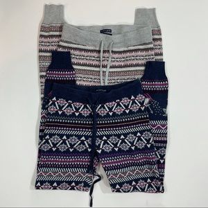 Set of 2 AEO Fair Isle Knit Leggings Joggers S